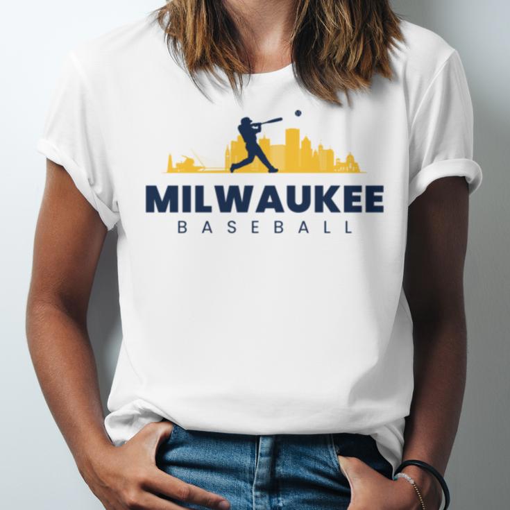 Milwaukee Baseball Minimalist City Skyline Baseball Lover Unisex Jersey T-Shirt Milwaukee Baseball Minimalist City Skyline Baseball Lover Unisex Jersey T-Shirt