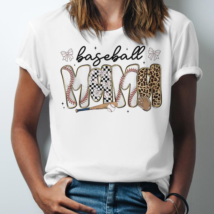 Preppy Baseball Mama Coquette Bow Game Day Mom Mother Unisex Jersey T-Shirt