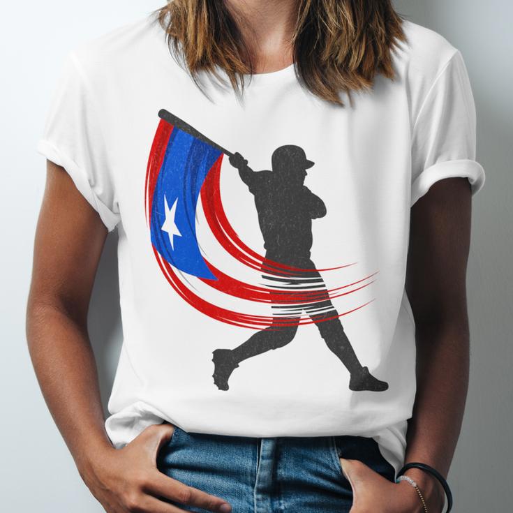 Puerto Rico Baseball Flag Player Boricua Heritage Sports Unisex Jersey T-Shirt