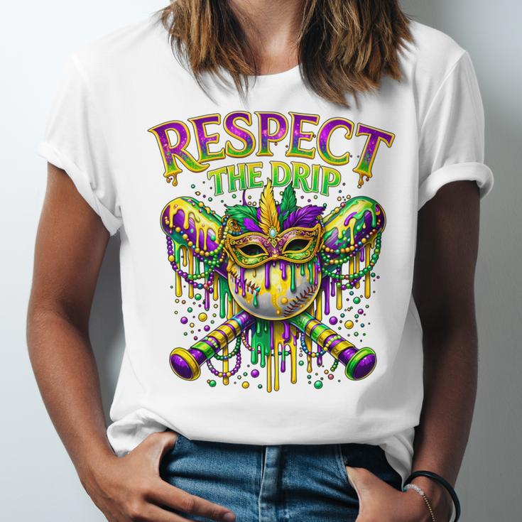 Respect The Drip Mardi Gras Baseball Ice Cream Boys Carnival Unisex Jersey T-Shirt