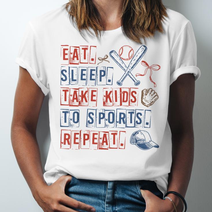 Retro Eat Sleep Take Kids To Sports Repeat Game Day Baseball Unisex Jersey T-Shirt Retro Eat Sleep Take Kids To Sports Repeat Game Day Baseball Unisex Jersey T-Shirt