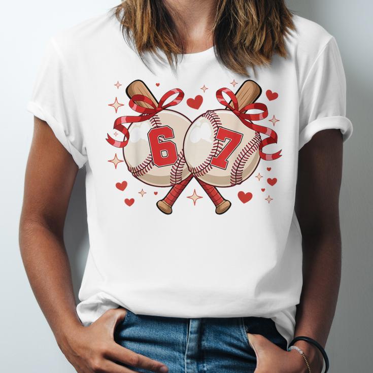 Six Seven 67 Meme Baseball Coquette Bow Valentine Unisex Jersey T-Shirt Six Seven 67 Meme Baseball Coquette Bow Valentine Unisex Jersey T-Shirt