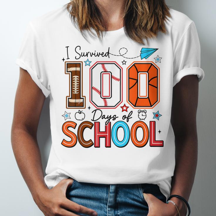 I Survived 100 Days Baseball Football Basketball School Kids Unisex Jersey T-Shirt I Survived 100 Days Baseball Football Basketball School Kids Unisex Jersey T-Shirt