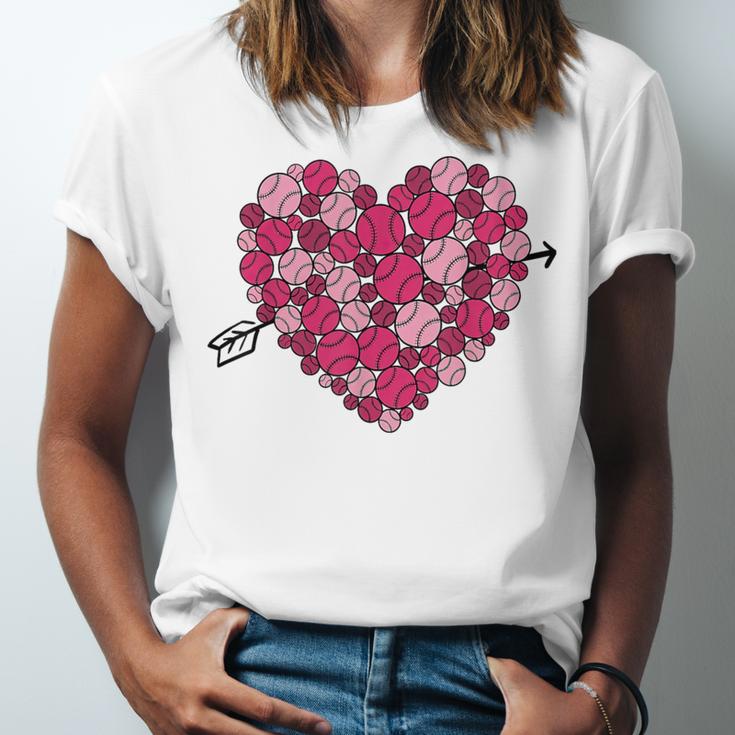 Valentine's Day Baseball Heart Softball Player Sports Lover Unisex Jersey T-Shirt