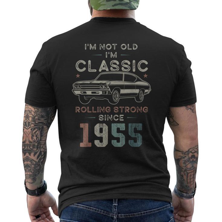 1955年生まれ、71歳の誕生日 クラシックカー メンズTシャツ バックプリント