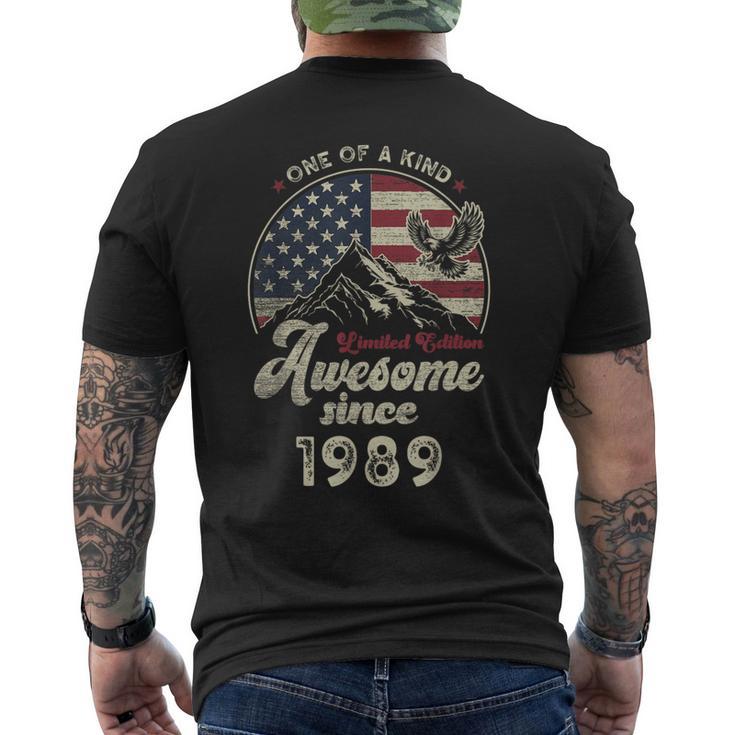 1989 愛国的なイーグル、37歳の誕生日、アメリカ国旗 愛国的 メンズTシャツ バックプリント