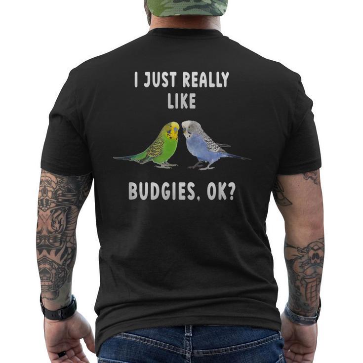 2つのセキセイインコ、面白いことわざ、楽しい、セキセイインコ メンズTシャツ バックプリント