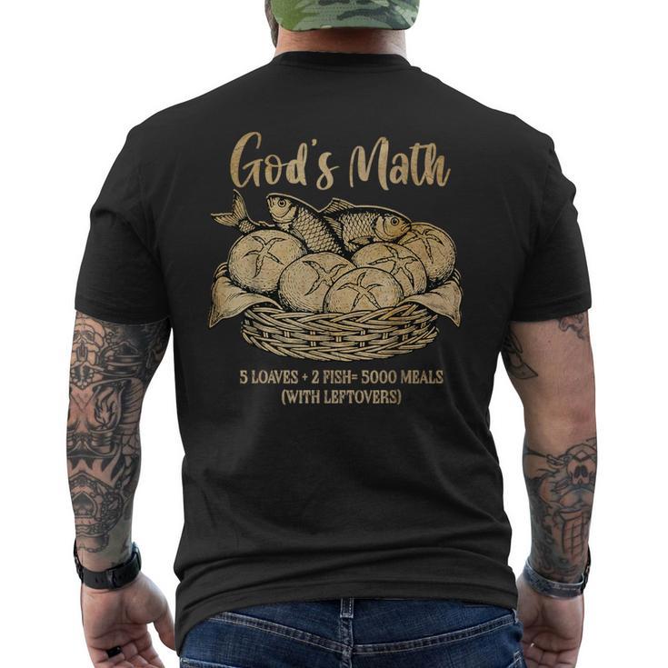 2匹の魚 5つのパン イエスは5000人を養う キリスト教聖書 ヴィンテージ メンズTシャツ バックプリント
