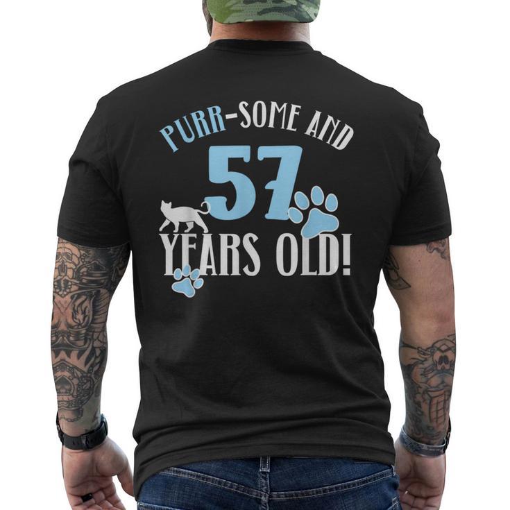57歳の誕生日 57歳 猫 ママ 猫好き 誕生日 メンズTシャツ バックプリント