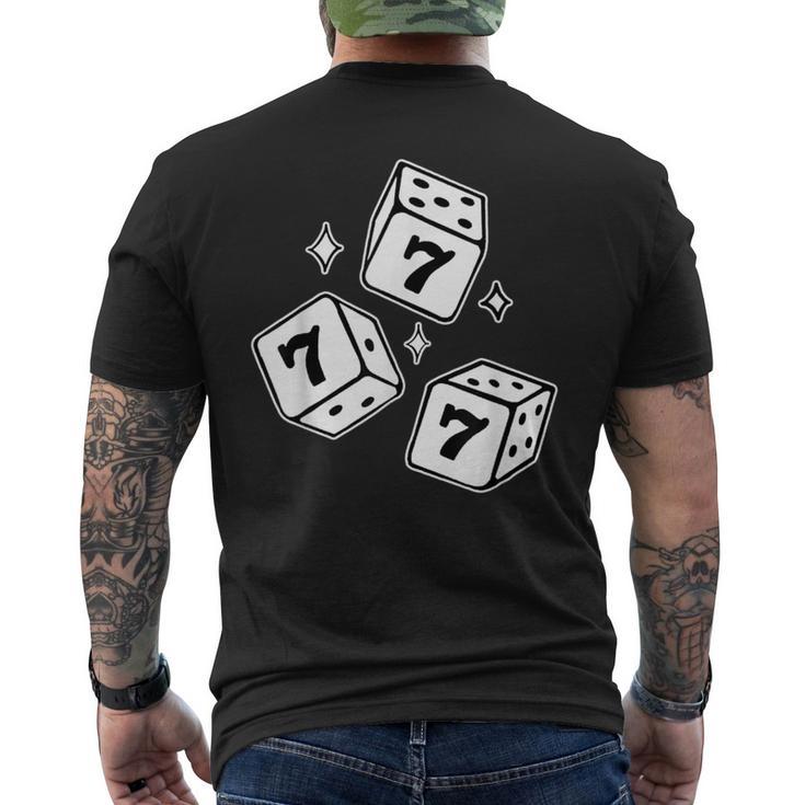 777 ラッキーダイス エンジェルナンバー ブラックワーク メンズTシャツ バックプリント