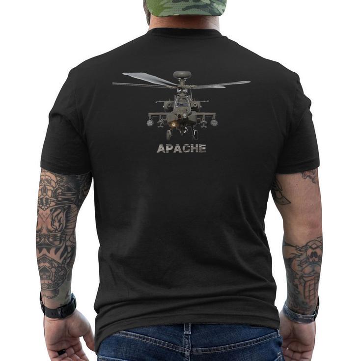Ah-64 アパッチヘリコプター メンズTシャツ バックプリント