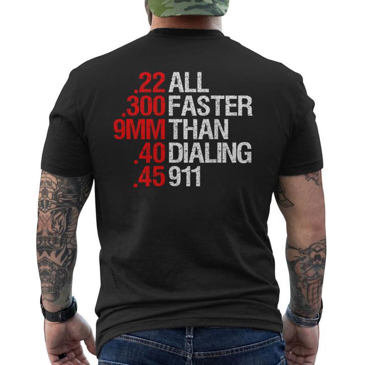 All Faster Than Dialing 911 ガン愛好家 メンズTシャツ バックプリント