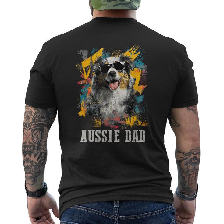 Australianhepherd Dad Dog Divertente Proprietario Festa Del Papà T-shirt da uomo con stampa posteriore