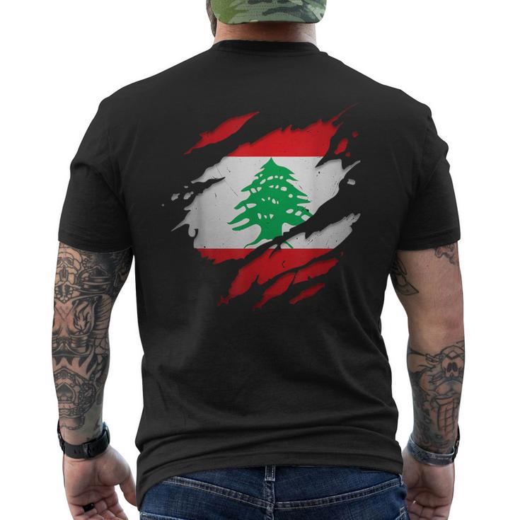 Bandera De Líbano Desgarrada Camiseta Hombre Estampado Espalda