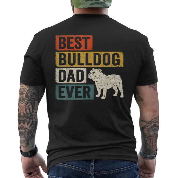 Best Bulldog Dad Ever レトロ ヴィンテージ ブルドッグデザイン メンズTシャツ バックプリント