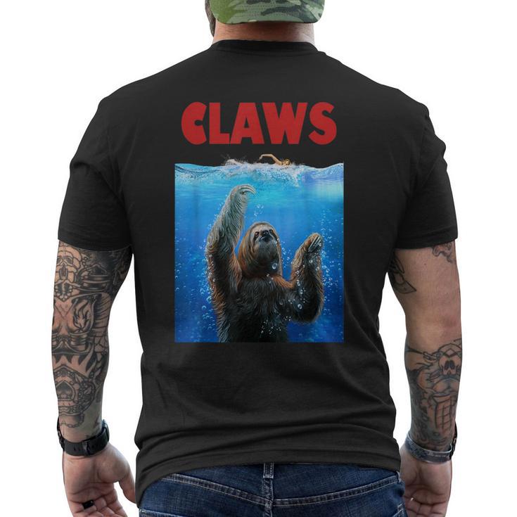 Beware Of Claws 面白いナマケモノ シャーク 映画 パロディ メンズTシャツ バックプリント