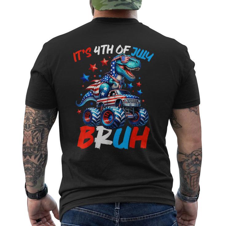 Bruh 4Th Of July Boys Kids T-Rex Dinosaur Patriotic Flag Men's T-shirt Back Print