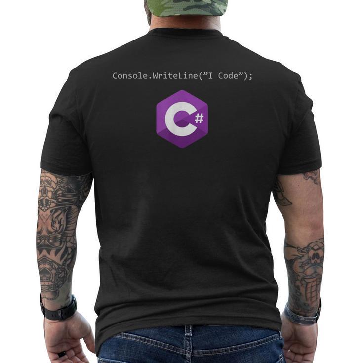 C コーディングプログラミングコードデベロッパー テックデベロッパー プログラマー メンズTシャツ バックプリント