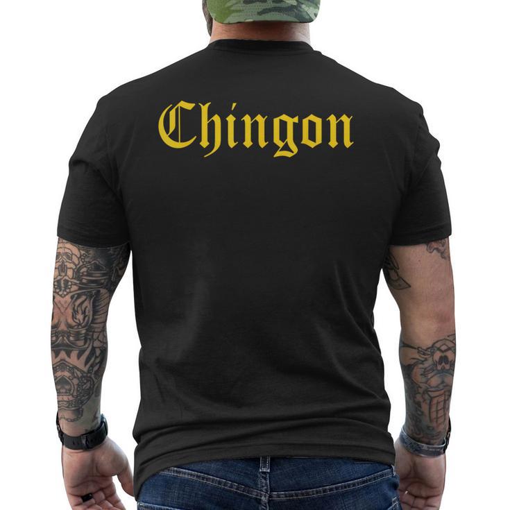 Chingon、素晴らしいメキシコの人気フレーズ メンズTシャツ バックプリント
