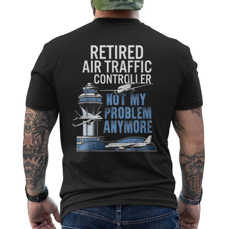 Controllore Del Traffico Aereo In Pensione Pilota Di Aereo Nonno Papà T-shirt da uomo con stampa posteriore