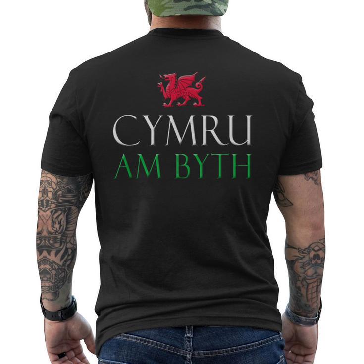 Cymru Am Byth Gales Escudo Galés Armas Dragón Rojo Camiseta Hombre Estampado Espalda