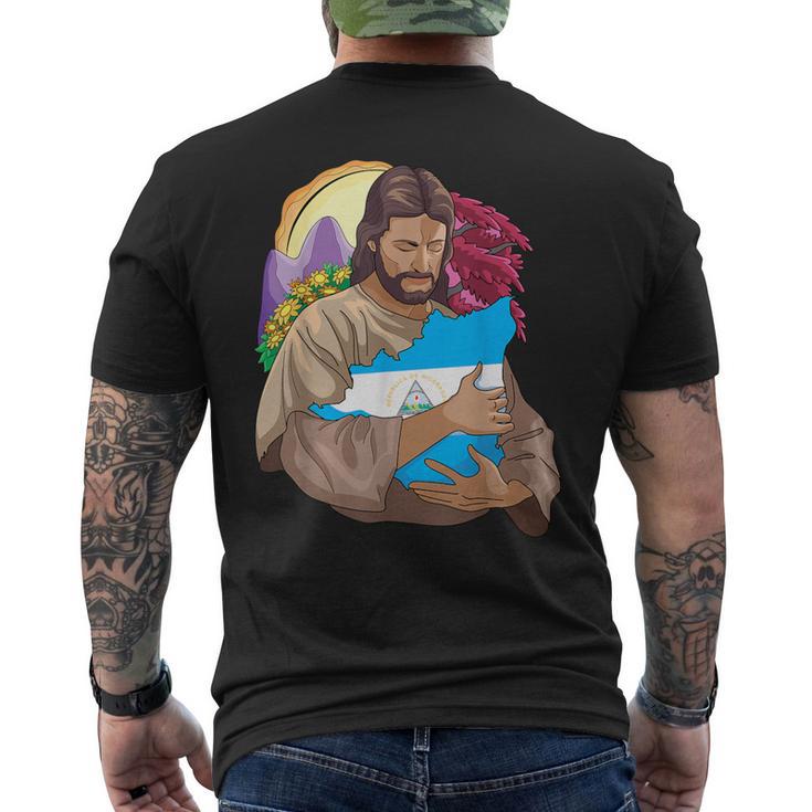 De Jesus Abrazando La Bandera De Nicaragua Bandera Bandera Camiseta Hombre Estampado Espalda