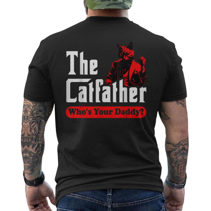 Divertente Festa Del Papà Gatto Papà Catfather T-shirt da uomo con stampa posteriore