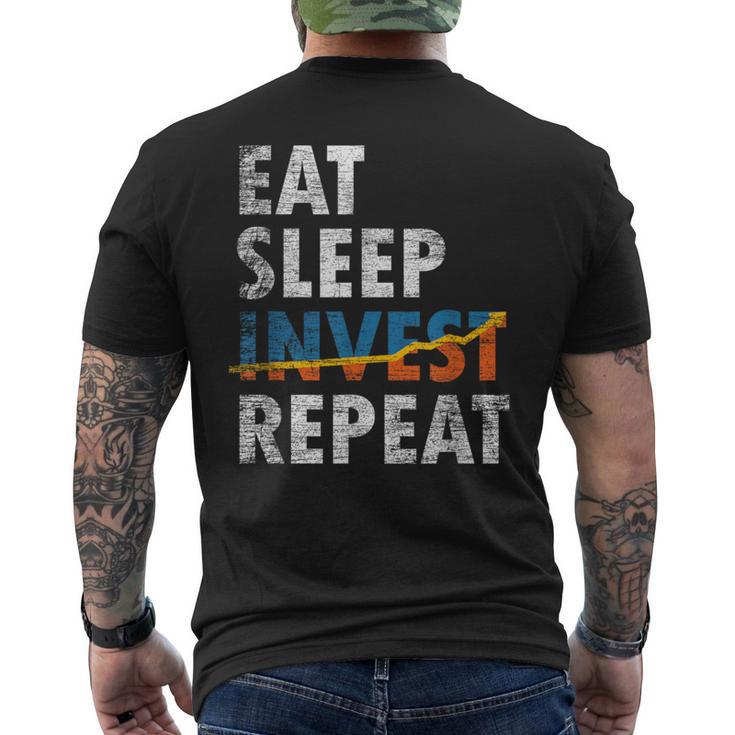 Eatleep Invest Repeat Investment Trading メンズTシャツ バックプリント