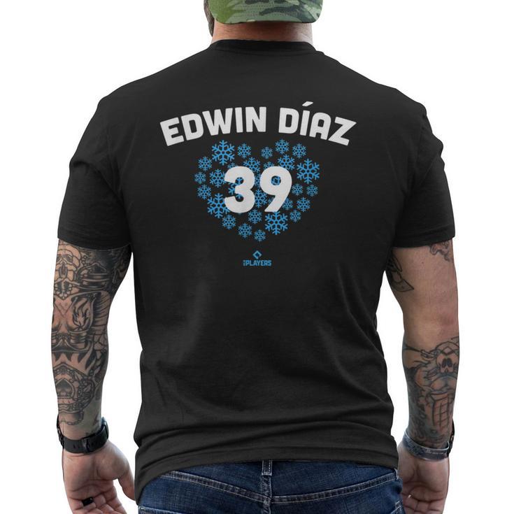Edwin Diaz Heart New York Baseball Fansalentines メンズTシャツ バックプリント