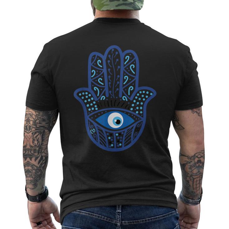Evil Eye Artwork Hamasa Good Luck Hand Of Fatima Hipster メンズTシャツ バックプリント