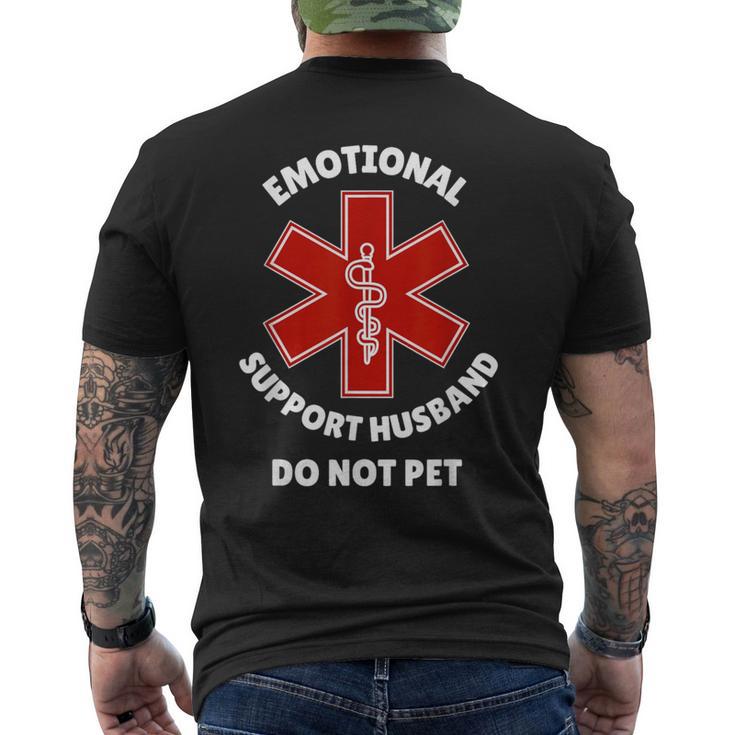 Emotionalupport Husband Do Not Pet メンズTシャツ バックプリント