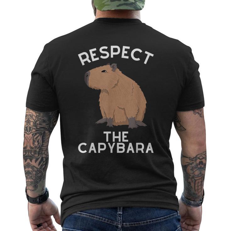 Respect The Capybara げっ歯類好き カピバラ アニマルジョーク メンズTシャツ バックプリント