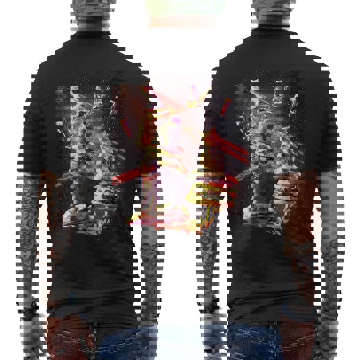 Galaxy Laser Cat On Burger -Pace Cheeseburger Cats メンズTシャツ バックプリント