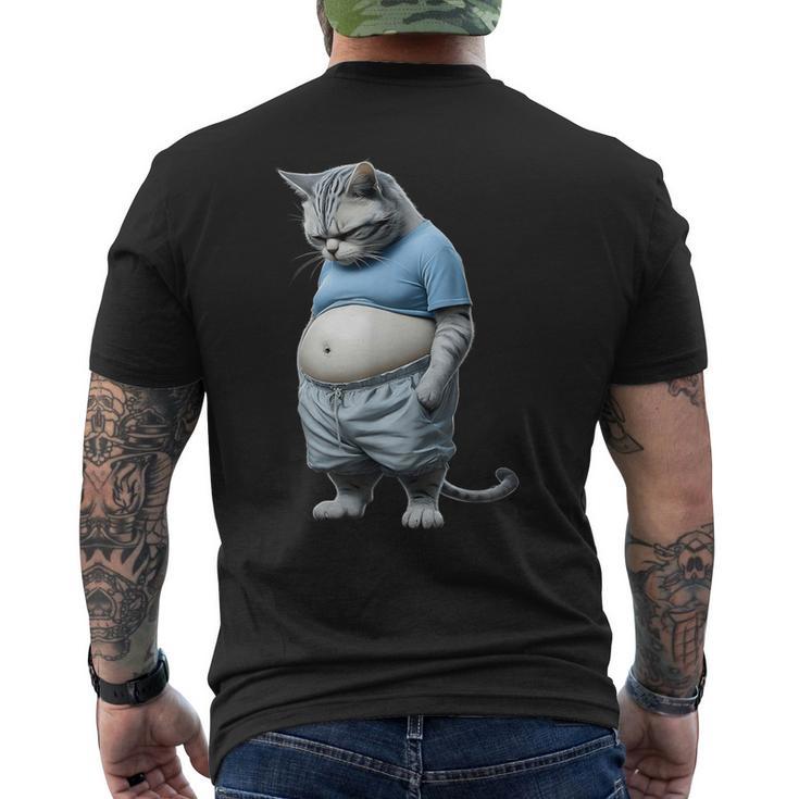 Gato Gordito Gordito Gato En Ropa Deportivaentirse Abajo Animal Camiseta Hombre Estampado Espalda