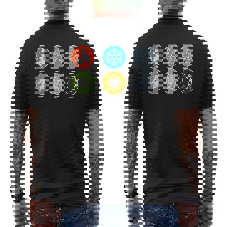 Gloomhaven Elements シンボル 火 氷 空 地球 ライトダーク メンズTシャツ バックプリント