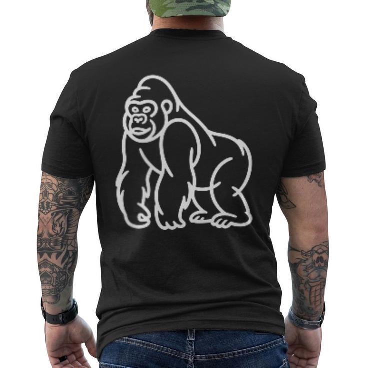Gorilla ミニマリスト バッジ パッチライン アート 動物 メンズTシャツ バックプリント