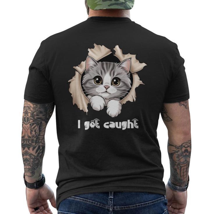 I Got Caught 子猫かわいい 長袖tシャツ メンズTシャツ バックプリント