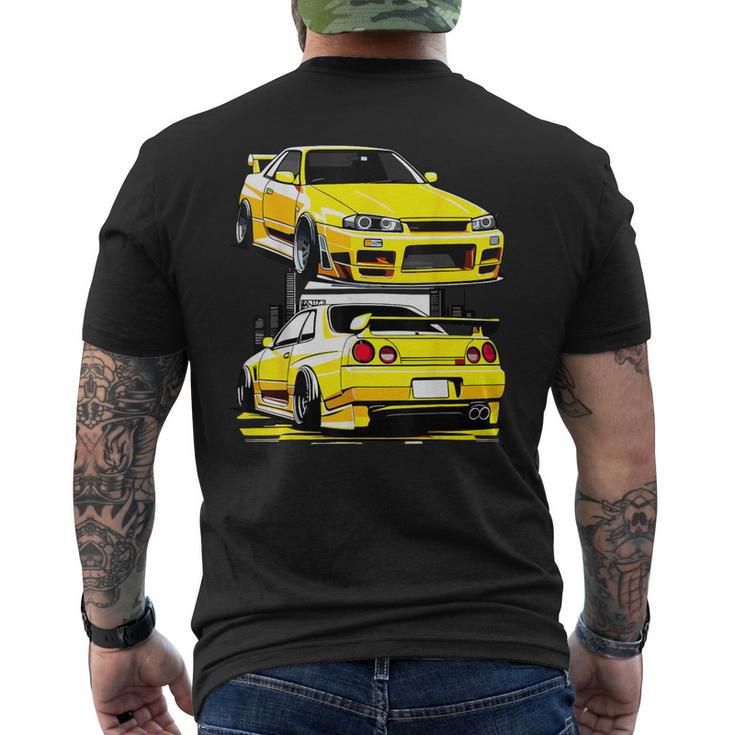 ブラック Gt R 32 Jdm スカイラインチューナー レーシングスタンス カードリフト メンズTシャツ バックプリント