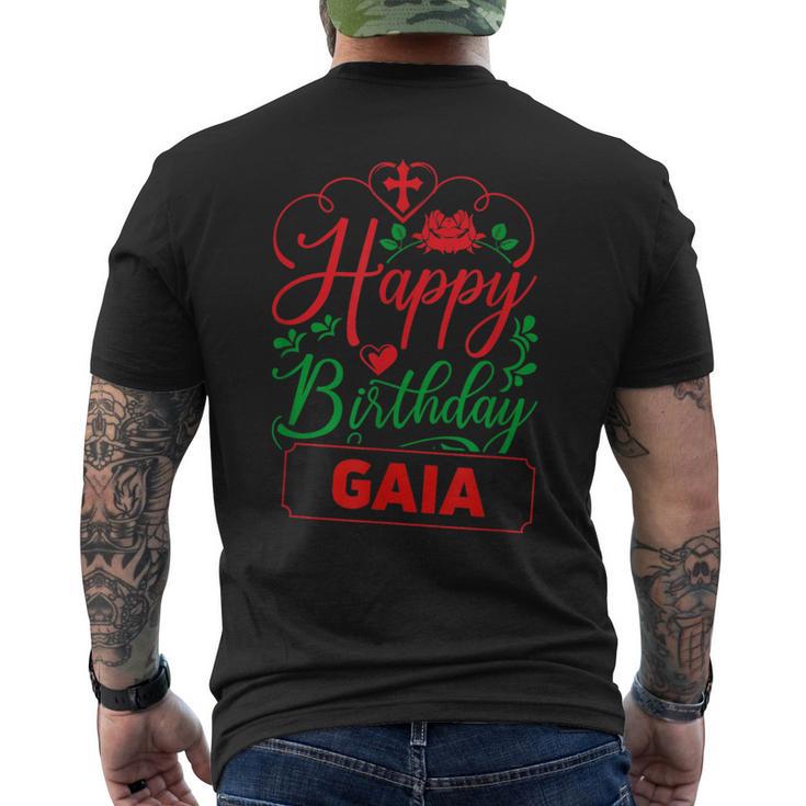 Happy Birthday Gaia かわいいクリスマスガイア メンズTシャツ バックプリント