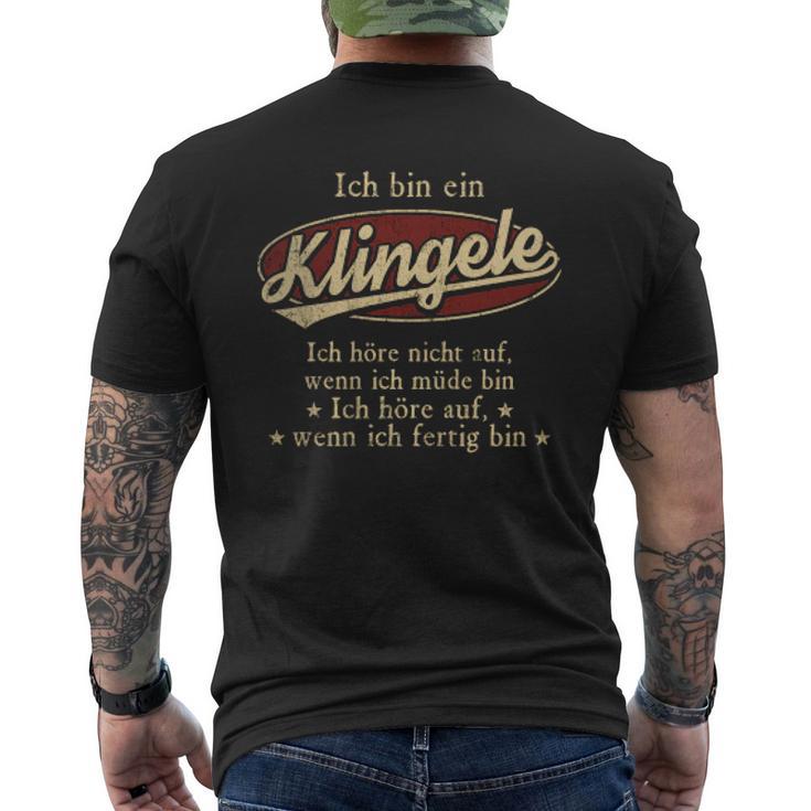 Ich Bin Ein Klingele Ich Höre Nicht AufWenn Ich Müde Bin Ich Höre Auf Klingele Name Heren T-shirt met print op de achterkant