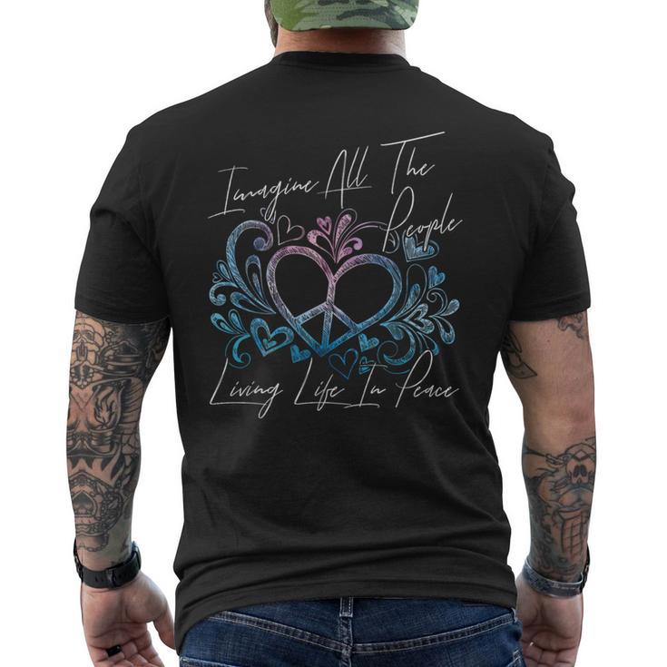 Imagine Hippie People Living Life In Peace And Love メンズTシャツ バックプリント