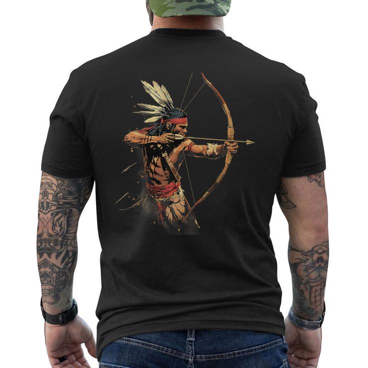 Indio Nativo Americano Jefe Flecha Arco Orgullo Nativo Americano Camiseta Hombre Estampado Espalda