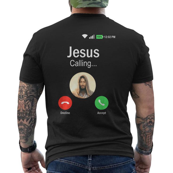 Jesus Is Calling I Jessus Calls An & メンズTシャツ バックプリント