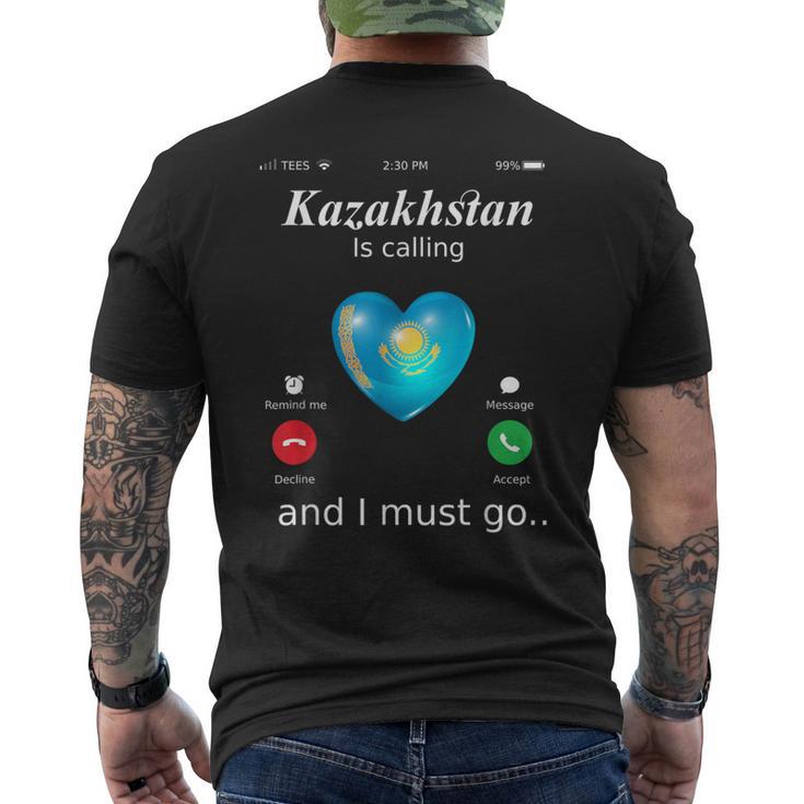 Kazakhstan Ruft Und Ich Muss Gehen カザフスタン国旗tシャツ メンズTシャツ バックプリント