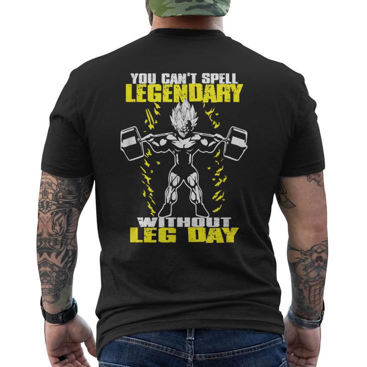 Leg Day ボディビルディング スクワット ジム モチベーションスクワット メンズTシャツ バックプリント