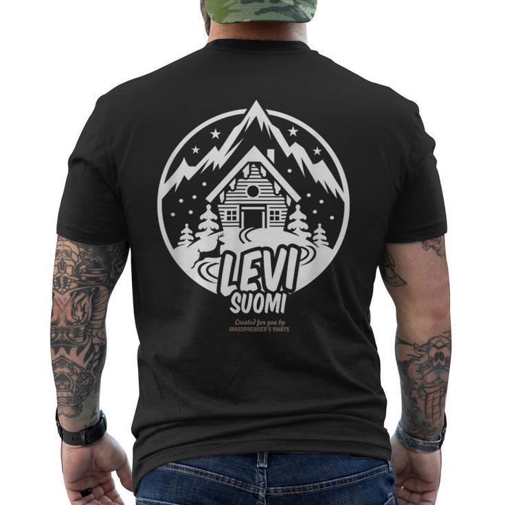 Leviuomi フィンランド スキーロッジとスキーリゾートの名前 Levi メンズTシャツ バックプリント