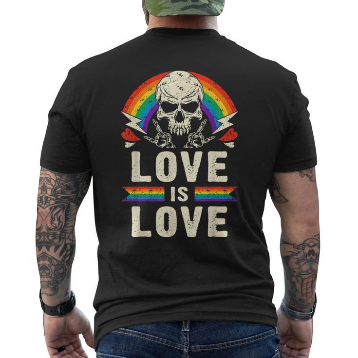 Lgbtプライド、レインボー、ハードギター音楽 メンズTシャツ バックプリント