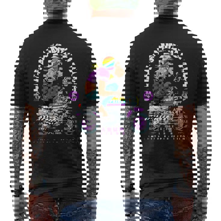 Life Is A Monkey Bike Fun ビンテージ バイカー プライドエディション メンズTシャツ バックプリント