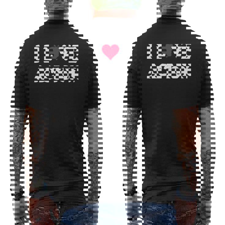 I Love Acton マッチング ガールフレンド&ボーイフレンド アクトン名 長袖tシャツ メンズTシャツ バックプリント