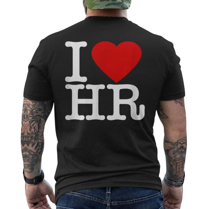I Love Hr レッドハート 人事 メンズTシャツ バックプリント